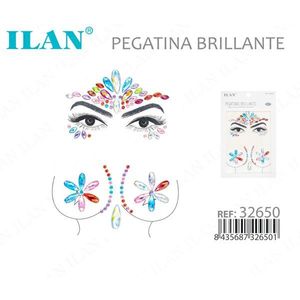 Adesivi viso glitterati ILAN con strass colorati, design per feste e occasioni festive - Product Image 3