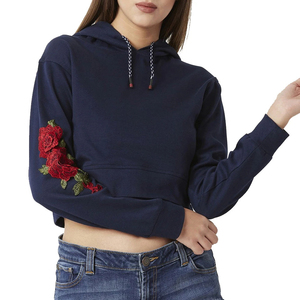 New Arrival 2026 Winter Front Printing Logo Lined <b>Long</b> <b>Sleeve</b> <b>Crop</b> Top Hoodie 100% Cotton Breathable Eco-Friendly Hoodie - Product Image 2