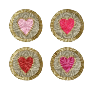 Posavasos Bordado con Cuentas y Diseño de Corazón, Manteles Individuales Bohemios, Posavasos Más Vendidos - Product Image 1