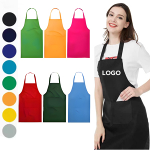 Delantal Personalizable con Logotipo, Clásico, Blanco con Rayas Negras, para Camareros de Cafetería, Cocineros, Hogares - Delantal de Algodón a Cuadros - Product Image 1