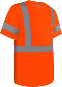 Camiseta de Trabajo con Cinta Reflectante y Bolsillo en el Pecho, Logotipo Personalizado, Camiseta de Alto Rendimiento y Alta Visibilidad - Product Image 4