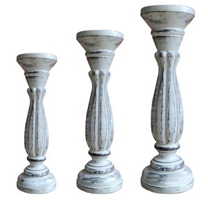 Magnifique ensemble de 3 bougeoirs en bois faits à la main, style rustique, accessoires décoratifs pour la maison, pour table à manger, à bas prix - Product Image 2