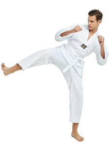 ชุดเทควันโดออกแบบเองได้ ผ้าโพลีคอตตอน ระบายอากาศได้ดี น้ำหนักเบา ทนทาน ชุดฝึกซ้อม คอวี สำหรับผู้ชายและผู้หญิง - Product Image 3