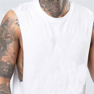 2026 Customized Solid Color Breathable Clothing Athletic Sleeveless <b>White</b> Cotton Dropped Armhole <b>Vest</b> - Product Image 4