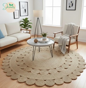 Alfombra bohemia marrón natural, alfombra de yute con patrón geométrico, alfombra ecológica hecha a mano, alfombra para sala de estar - Product Image 6