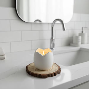 Contenitori in Ceramica Vuoti per Candele Profumate a Forma di Guscio d'Uovo Bianchi Creativi Personalizzati all'Ingrosso di Alta Qualità per Decorazione Domestica - Product Image 6