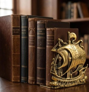 Heavy Brass <b>Bookends</b> for Home and Office – Durable Metal Book Holder for Books, Files, and Magazines - Product Image 4