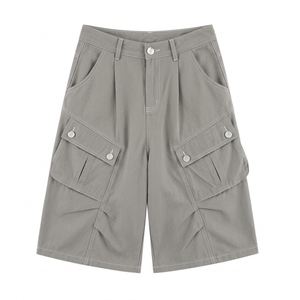 Pantalones Cortos Vaqueros Unisex Estilo Hip Hop, Venta al por Mayor Directo de Fábrica, Jorts Holgados con Efecto Lavado, Cintura Media, Dobladillo sin Rematar, Estilo Urbano Casual con Bolsillos Utilitarios - Product Image 1