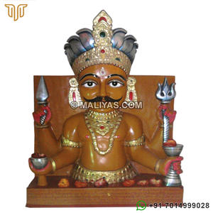 Estatua de Bhairav de Mármol Hecha a Mano |   Murti de Mármol Nakoda Bhairav Hecho a Mano para el Hogar y el Templo - Product Image 1