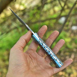Couteau de chasse artisanal en acier Damas, manche en résine naturelle, étui en cuir, couteau de survie professionnel Viking, Pasha Enterprises - Product Image 3