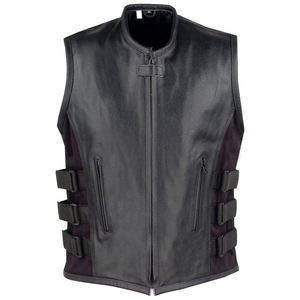 Chaleco de Cuero para Motocicleta para Hombre, Diseño Clásico, Transpirable, Negro, Chalecos de Cuero Genuino para Motociclistas - Product Image 1