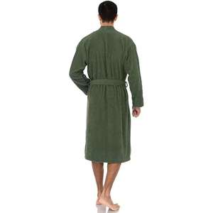 Men's Green Shawl Collar <b>Thermal</b> Winter Bathrobe Long Sleeve Terry with Pockets Luxury Unisex Cotton for Men and <b>Women</b> - Product Image 6
