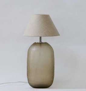 Minimalist Glass <b>Table</b> <b>Lamp</b> With Beige Shade Unique Design Decorative Lighting Fixture - Product Image 1