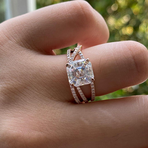 แหวนเพชรทรง Asscher 1 กะรัต ชุบทองคำขาว 14K สำหรับเธอ พร้อมใบรับรอง IGI ขายดี - Product Image 6