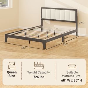 Letto matrimoniale in noce con testiera, design a piattaforma, facile da montare, non richiede rete a molle, doghe in legno di lusso - Product Image 3