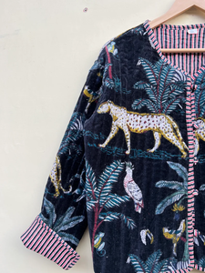 Veste kimono en velours de coton 100% faite à la main |   Couette matelassée numérique respirante, écologique, anti-rides et à séchage rapide pour l'automne/hiver - Product Image 5