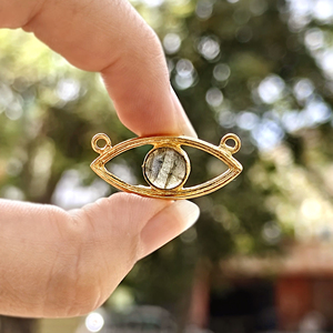 Nouveauté : Pierre précieuse naturelle labradorite ronde, bijou pour les yeux, connecteur en laiton plaqué or 18 carats, breloque pour la création de pendentifs et bracelets. - Product Image 2