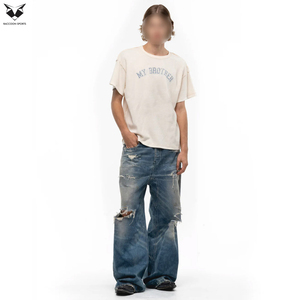 เสื้อยืดผู้ชายผ้าซักแบบกรดเสื้อแขนสั้นสำหรับใส่ในสำนักงานแบบลำลองดีไซน์ทันสมัยผ้าระบายอากาศได้ดีใส่สบาย - Product Image 3