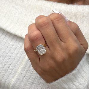 4 Carat Elongated Cushion Cut Lab Grown Filled Diamond Women's Engagement <b>Ring</b> | Luxury Solitaire Trendy 18K Gold Plated IGI - Product Image 2