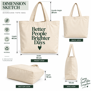 กระเป๋าผ้าแคนวาสแบบกำหนดเอง Better People Brighter Days พร้อมดีไซน์ลายหัวใจแบบมินิมอลสำหรับการเดินทางในทุกฤดูกาล - Product Image 2