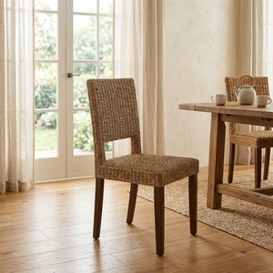 New Modern Minimalist Seagrass Woven <b>Dining</b> Chair Wood Eco-Friendly Kitchen Restaurant Seating Furniture Accent <b>Armchair</b> Box - Product Image 4
