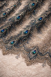 Tela de Encaje con Cuentas Hechas a Mano de Primera Calidad para Vestidos de Novia o Velos de Novia Disponible a Precio de Exportación - Product Image 2