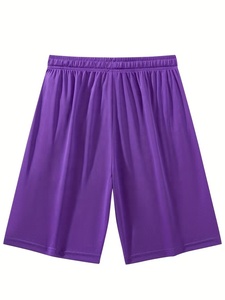 Shorts décontractés pour hommes en maille 100 % polyester à séchage rapide, couleur violette, avec cordon de serrage, taille mi-haute, style Bermuda, tricotés 100 % polyester – Grande Vente - Product Image 2