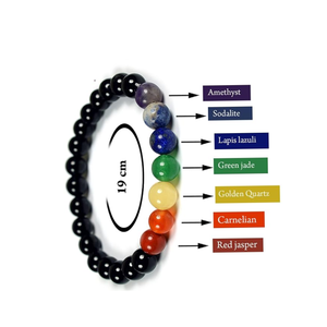 Bracelet de guérison Reiki en obsidienne noire de haute qualité avec perles des sept chakras, cadeau romantique, mode unisexe, énergie - Product Image 4