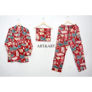 Ensemble de pyjama en coton fait main, imprimé floral, léger et respirant, pour femmes, 100% coton, coupe ajustée, été, maison - Product Image 6