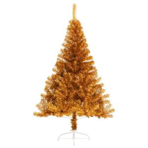 Semi-sapin de Noël artificiel doré de 1,5 m avec support – Décoration festive pour les fêtes - Product Image 2