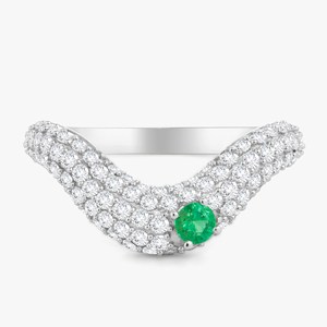 Bague Swoop Statement en Or Massif 14K 18K, Diamant de Laboratoire Taille Ronde Onde Moderne, Sertie Pavé, Bijoux de Luxe Élégants et Uniques, Vente en Gros - Product Image 1