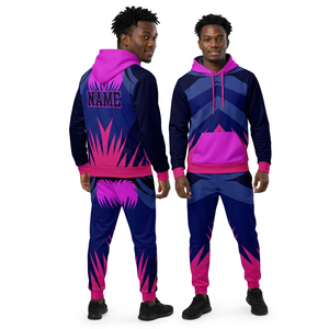 <b>Yellow</b> Black Hooded Winter Printed Front Logo <b>Tracksuit</b> 2 Piece Jogger Set Zipper Fly Fleece Sportswear Streetwear - Product Image 2