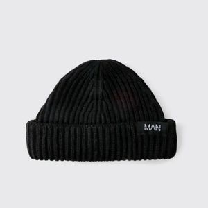 Gorros de lana y cachemira elegantes 2026, gorros de invierno tejidos con parche de logotipo personalizado - Product Image 3