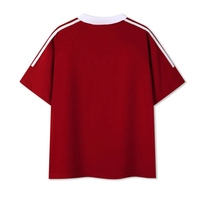 Oversized Sports <b>T</b>-Shirt Men Custom Logo Front/<b>Back</b> Breathable Mesh Panel Raglan Sleeves Striped Streetwear Gym Tee - Product Image 6