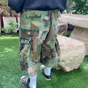 <b>Men's</b> Camouflage Patchwork Bermuda <b>Shorts</b> With Leopard <b>Patches</b> And Applique Design Casual Style Mid Waist Canvas Material - Product Image 5