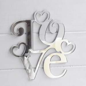 Décoration murale en miroir acrylique en forme de cœur |   Décoration murale en argent de luxe pour salon et chambre |   Cadeau d'anniversaire, miroir d'amour à suspendre au mur - Product Image 1