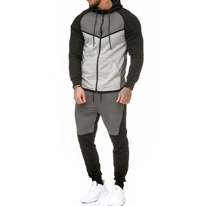 ชุดวอร์มแร็กแลนพรีเมียมสำหรับผู้ชาย |   ชุดวอร์มสีดำออบซิเดียนและสีเทาเฮเทอร์แบบคัลเลอร์บล็อก |   ชุดวอร์มออกกำลังกายสำหรับยิมในเมือง - Product Image 4