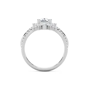 Anillo de compromiso de diamantes con diamantes marquise y redondos en los laterales, diseño ornamental en oro rosa, oro blanco, oro amarillo, elegante - Product Image 4