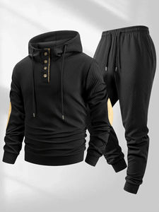 Nouvel ensemble de survêtement décontracté pour homme automne-hiver, idéal pour le jogging en extérieur, comprenant un sweat à capuche et un pantalon, 2 pièces - Product Image 5