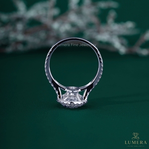 แหวนหมั้นเพชรทรงรีสุดหรู ฝังเพชรแบบ Halo ทองคำขาว 14K 18K ดีไซน์วงแหวนแบบแยกส่วน ประดับเพชรแบบ Pave สำหรับงานแต่งงาน แหวนเจ้าสาวสำหรับผู้หญิง - Product Image 6
