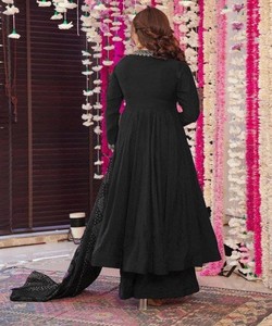 Women Black Viscose <b>Vintage</b> Style Quick Dry Regular Fit Floor Length Traditional Loose Fit Ethnic Wear India Pakistan 87218 - Product Image 4