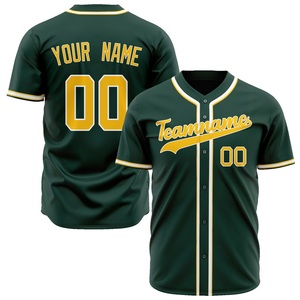 Camiseta de Béisbol Verde Personalizada para Hombre, Manga Corta, con Botones, Nombre del Equipo 00, Impresión, Poliéster que Absorbe la Humedad, Corte Regular para Adultos - Product Image 1