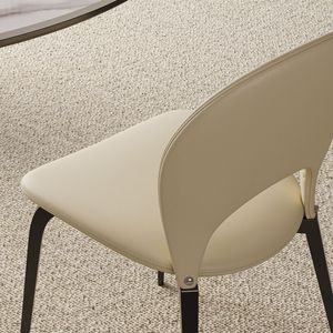 Silla de escritorio moderna de cuero PU blanca con patas de metal y respaldo para salas de estar y comedor-2 piezas incluidas - Product Image 4