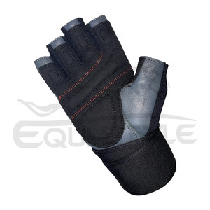 Gants de musculation en cuir demi-doigts avec support de poignet pour la gym, le fitness et l'entraînement de force – Conception personnalisée en gros - Product Image 3
