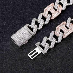 Collar Hip Hop con diseño de nariz de cerdo, cadena cubana, doble circonita blanca y rosa, joyería de alta calidad chapada en oro de 14K, collar de diamantes para hombre - Product Image 2
