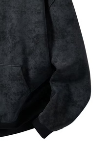 Sweat à capuche streetwear avec patch brodé appliqué, effet vintage délavé à l'acide, délavé soleil, usé, couleur unie, en molleton, manches classiques, poche - Product Image 4