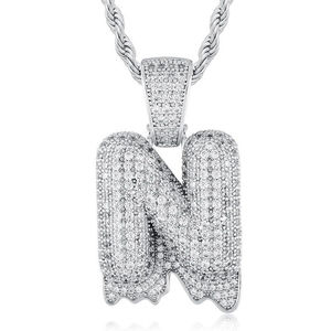 Colgante de Letra N Plateado en Plata con Microincrustaciones de Cristal de Imitación, Amuleto de Aleación, Joyería de Moda Hiphop Unisex, Regalo - Product Image 1