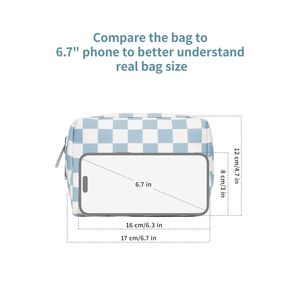 <b>Cute</b> Small Checkered Zipper Pouch Travel Makeup Bag with Compartments for Women Convenient <b>Purse</b> Cosmetic Case - Product Image 5