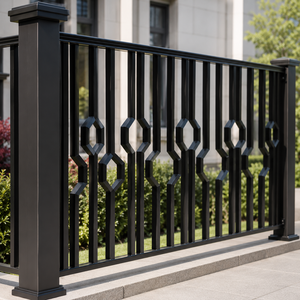 Barandilla de Balcón Moderna de Metal Negro, Diseño Geométrico Hexagonal, Barandilla Exterior para Villa, Terraza, Panel de Seguridad Premium - Product Image 5