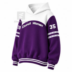Sudadera con capucha personalizada para mujer del Consejo NCNW, con logo bordado en la parte delantera, color morado y blanco, manga corta, de algodón, para mujer. - Product Image 2